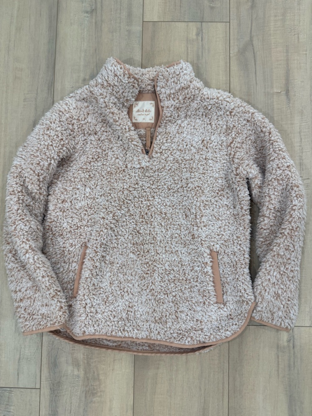 Altar'd State Plush Sherpa Pullover Jacket - Light Beige